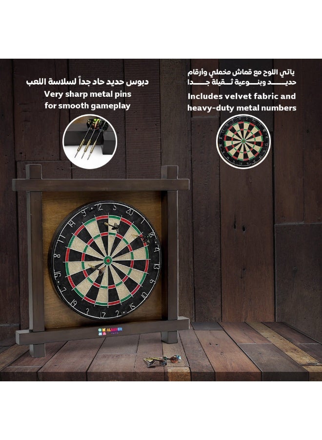 البدر لوحة رمي سهام احترافية بشعيرات مع مواصفات البطولة الرسمية، مجموعة لوحة رمي السهام قابلة للاستخدام مع 6 سهام بطرف معدني، لوحة رمي السهام الداخلية التراثية الكلاسيكية من البادر - Image 5